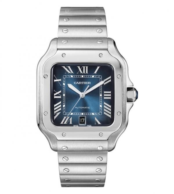 Cartiie_r Santos Automatic silver blue