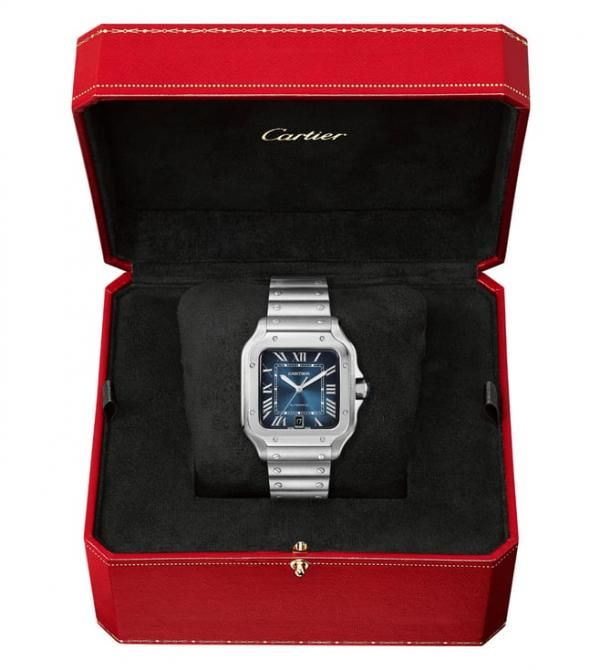 Cartiie_r Santos Automatic silver blue