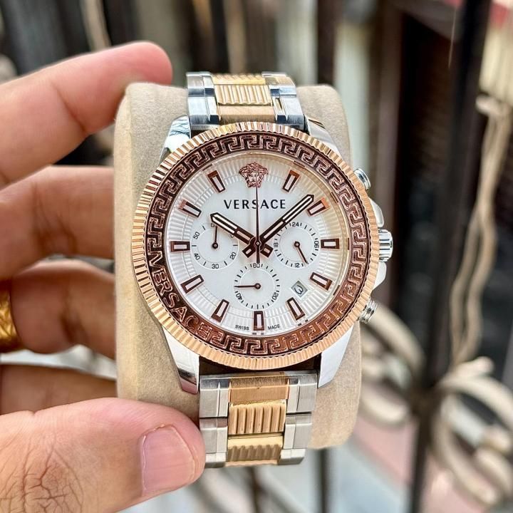 Ver.sace Greca Action Chronograph 2 ton copper white