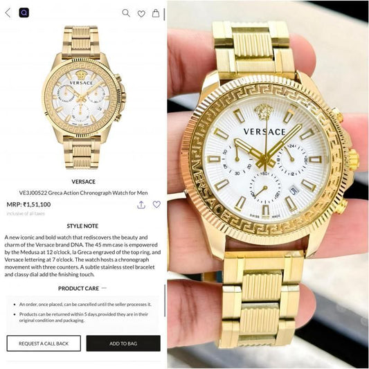 Ver.sace Greca Action Chronograph gold white