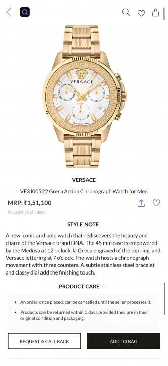 Ver.sace Greca Action Chronograph gold white