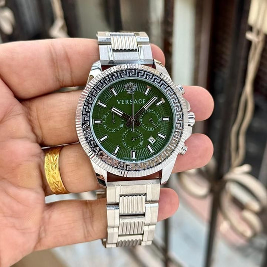 Ver.sace Greca Action Chronograph silver green