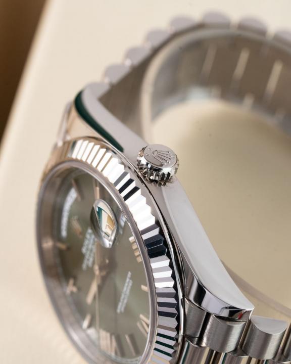 Role_x Oyster Perpetual Day Date 40 Battery Silver-Green