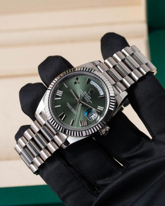 Role_x Oyster Perpetual Day Date 40 Battery Silver-Green