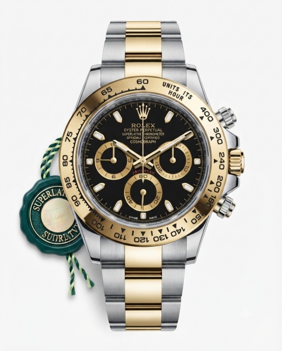 Rolee_x Daytona chronograph Two Tone Gold Black Dial