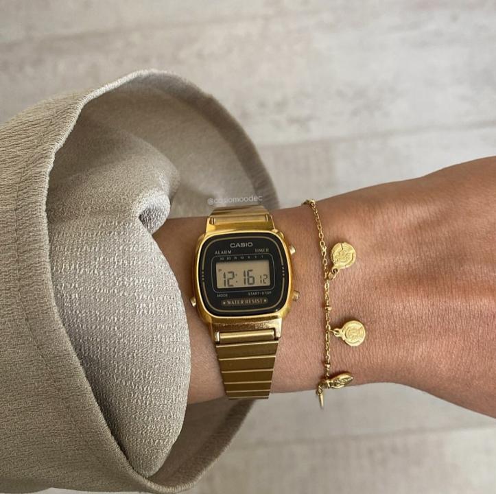Ca.sio Womens Vintage LA670 GOLD BLACK