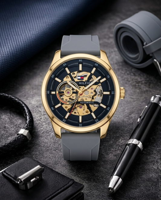 Tommy_hilfiger Automatic Silicon Grey-Gold-Black