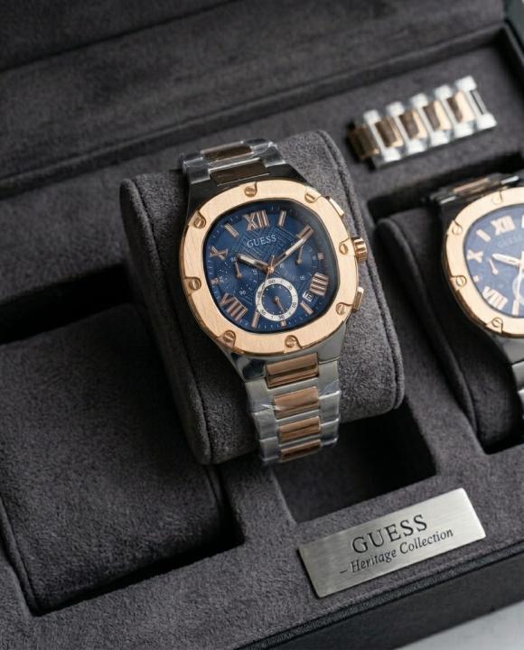 Gu.ess Square Chronograph 2Ton-Copper-Blue