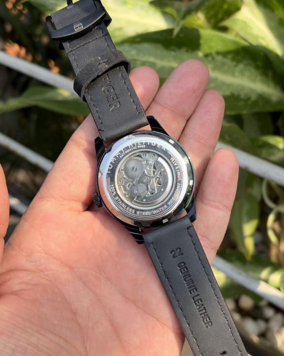 Tom.my_hilfiger Automatic Leather Black-Silver-Black