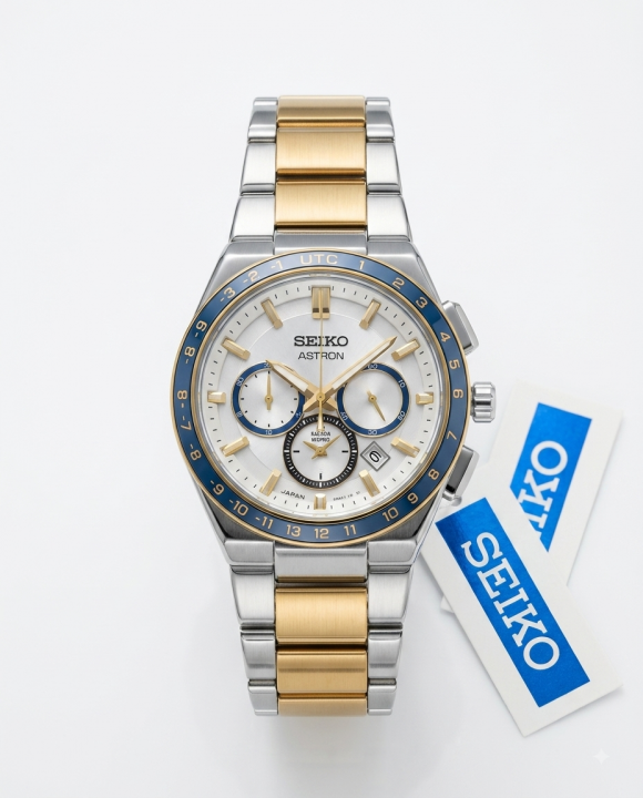 Sei.ko Astron Two Tone Gold White Dial