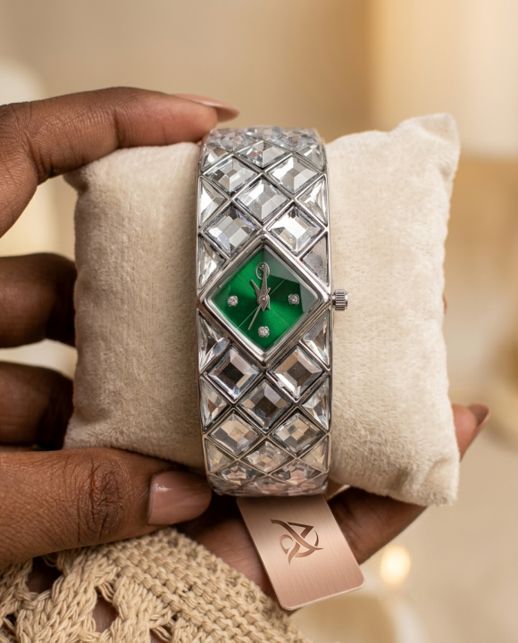 Swarovsk_i Curiosa Bangle Silver To Green
