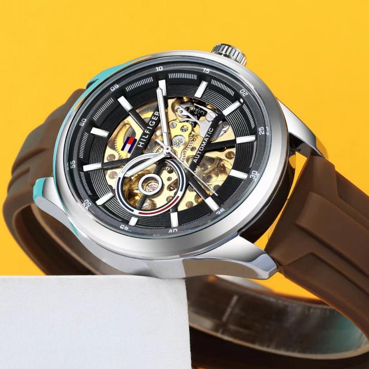 Tom.my Hilfige_r Automatic Silicon Brown-Silver-Black