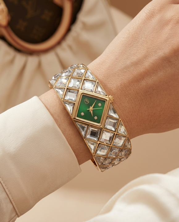 Swarovsk_i Curiosa Bangle Gold To Green
