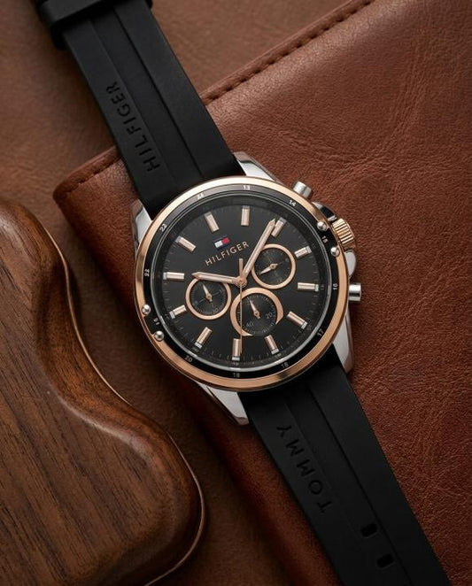Tom.my_hilfiger Oxford Chronograph Silicon Belt Black