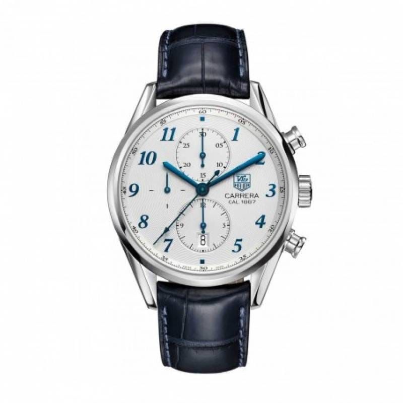 TAG Heueer Carrera Calibre 1887 Automatic Chronograph blue and white