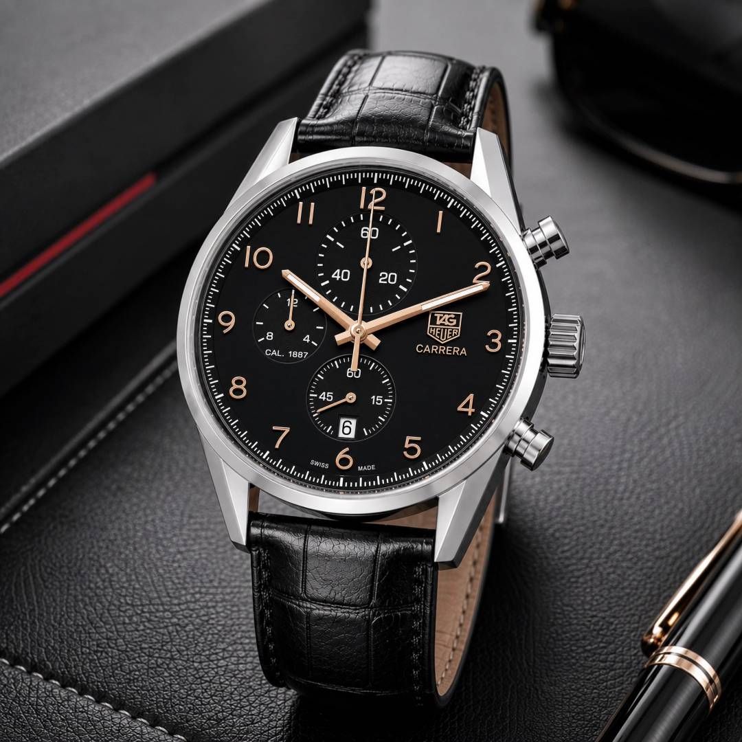 TAG Heueer Carrera Calibre 1887 Automatic Chronograph black and black