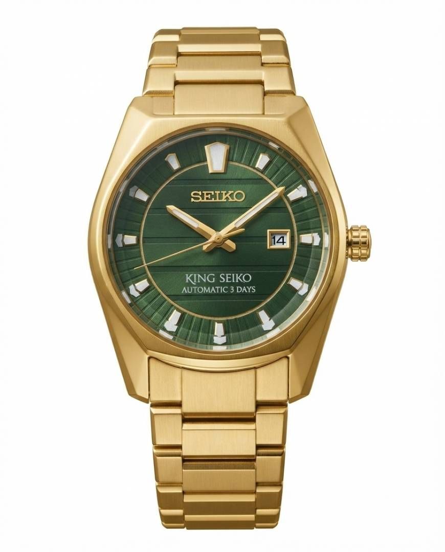 King Sei.ko Vanac Quartz Gold Green Dial