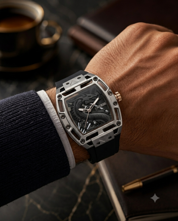 Gue.ss Trend Legend Dragon Black-Silver