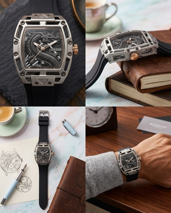 Gue.ss Trend Legend Dragon Black-Silver
