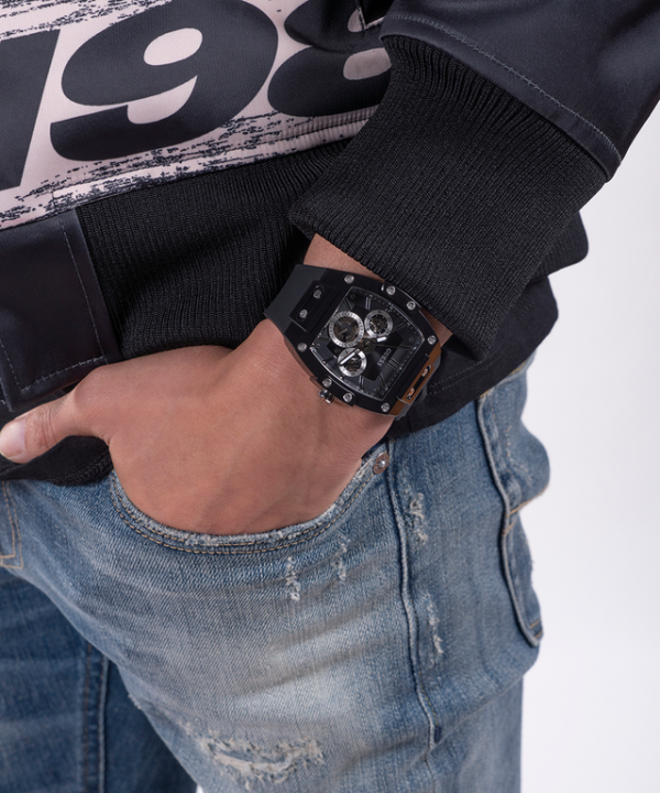 Gu.ess Rectangle Chronograph Black-Silver Chronograph