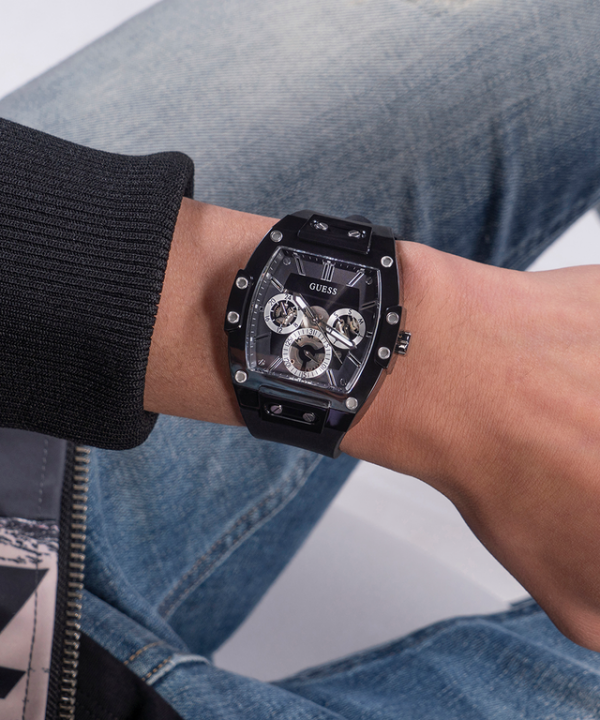 Gu.ess Rectangle Chronograph Black-Silver Chronograph
