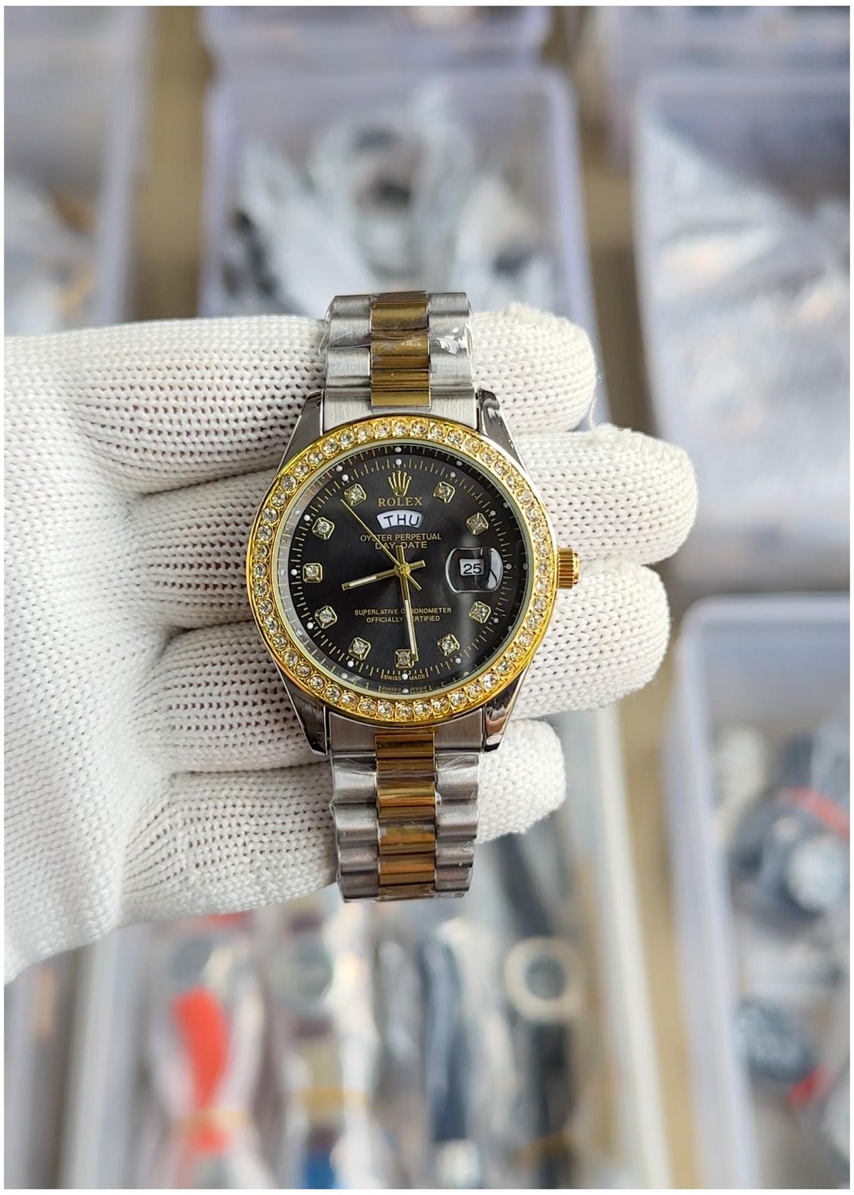 Rol.ex Oyster perpetual Day Date Diamond 40 Battery