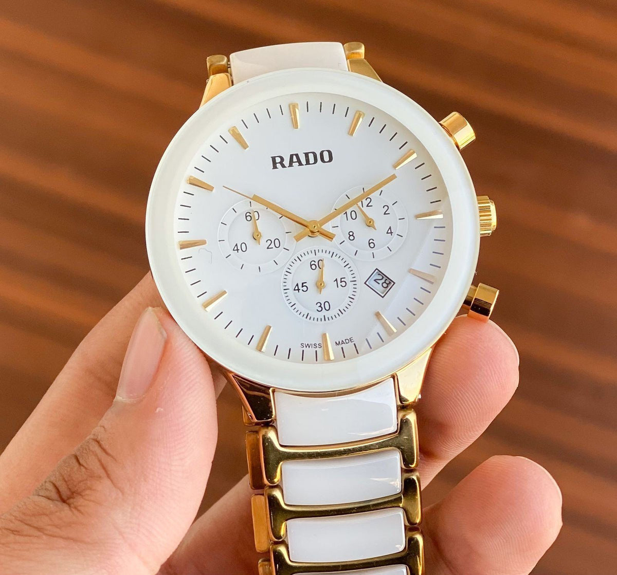 RA.DO CENTRIX CHRONOGRAPH IN WHITE CERAMIC & GOLD