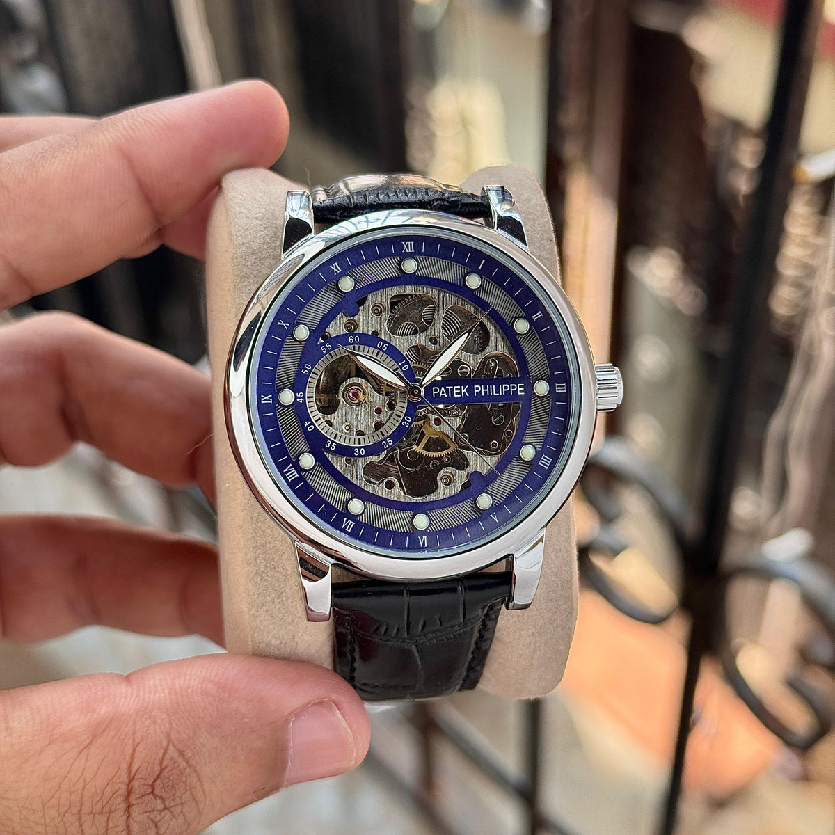 Pa.tek_Philippe Gold-Tone Automatic Mechanical Skeleton