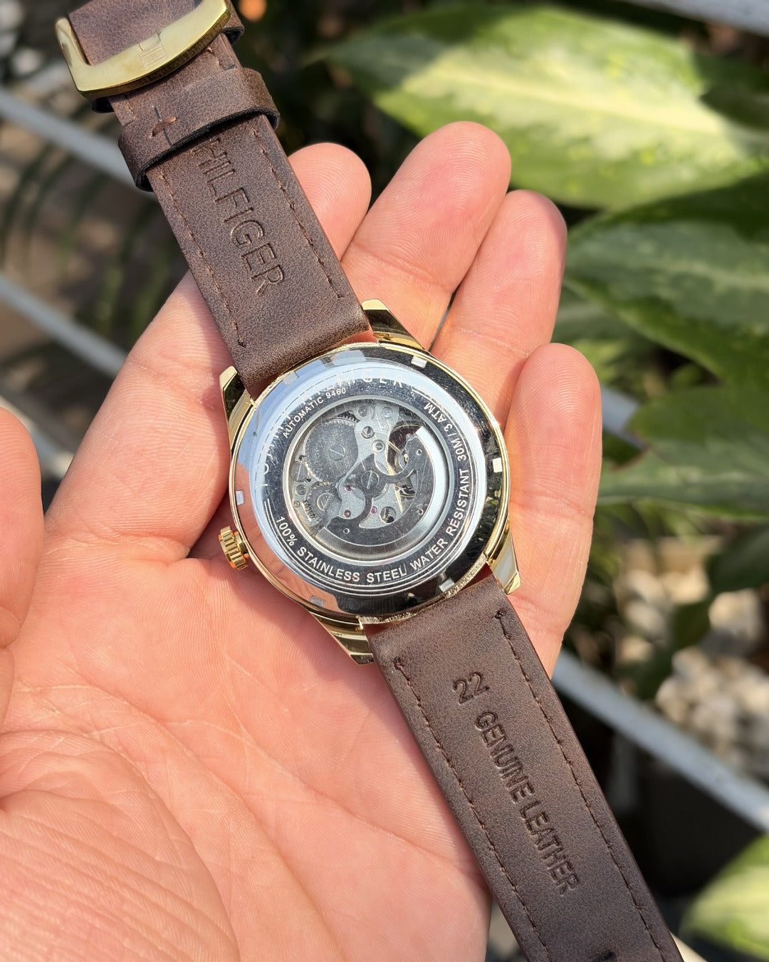Tom.my Hilfiger Automatic Leather DarkBrown-Gold-Black