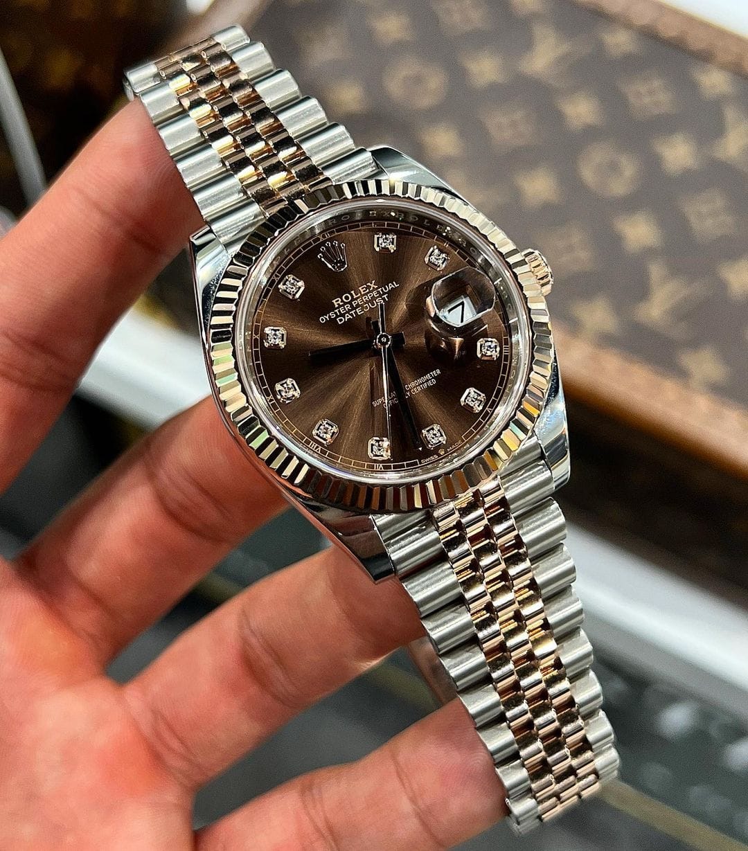 ROL.EX DATEJUST 41mm CHOCLATE WITH DIAMOND FACE