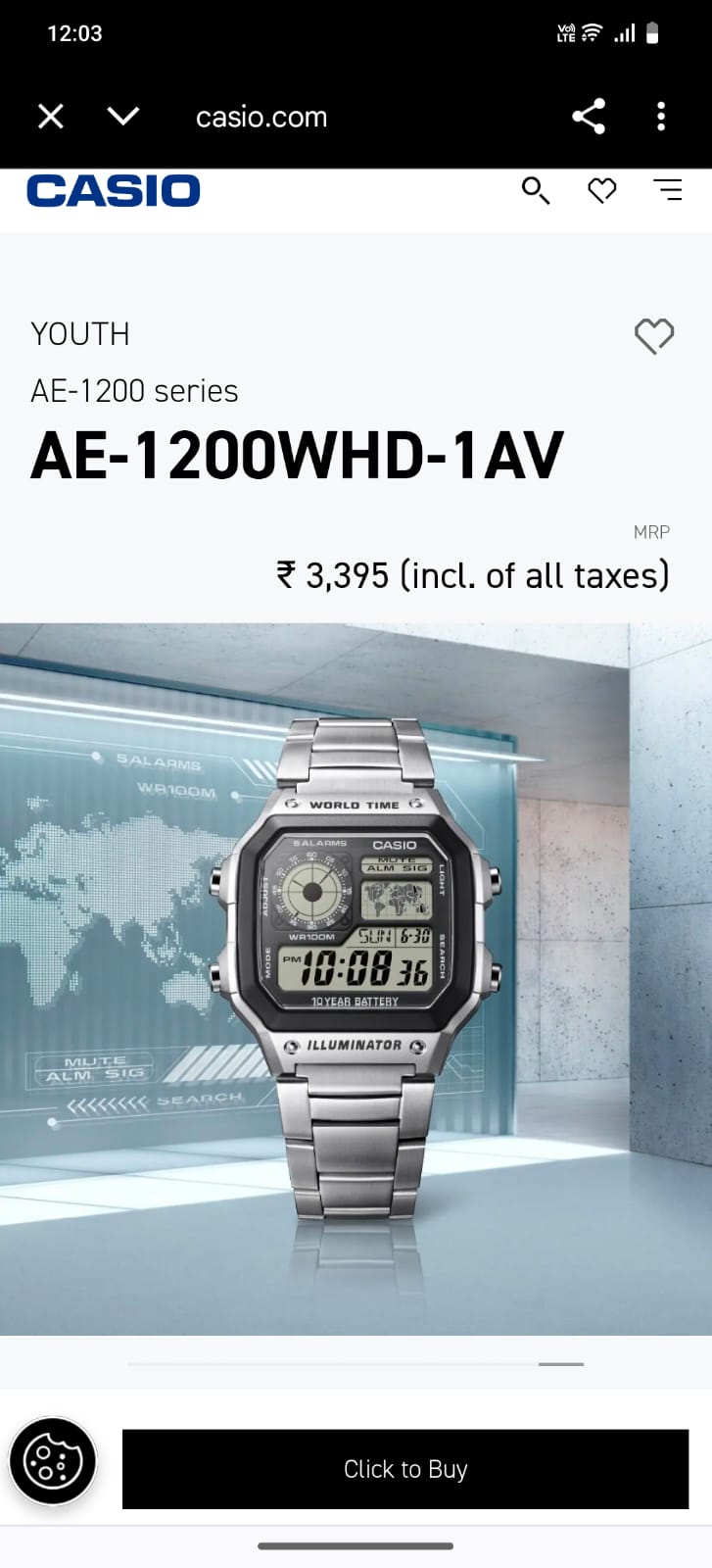 NEW CASIO ILLUMINATOR AE-1200 series ALL STEEL