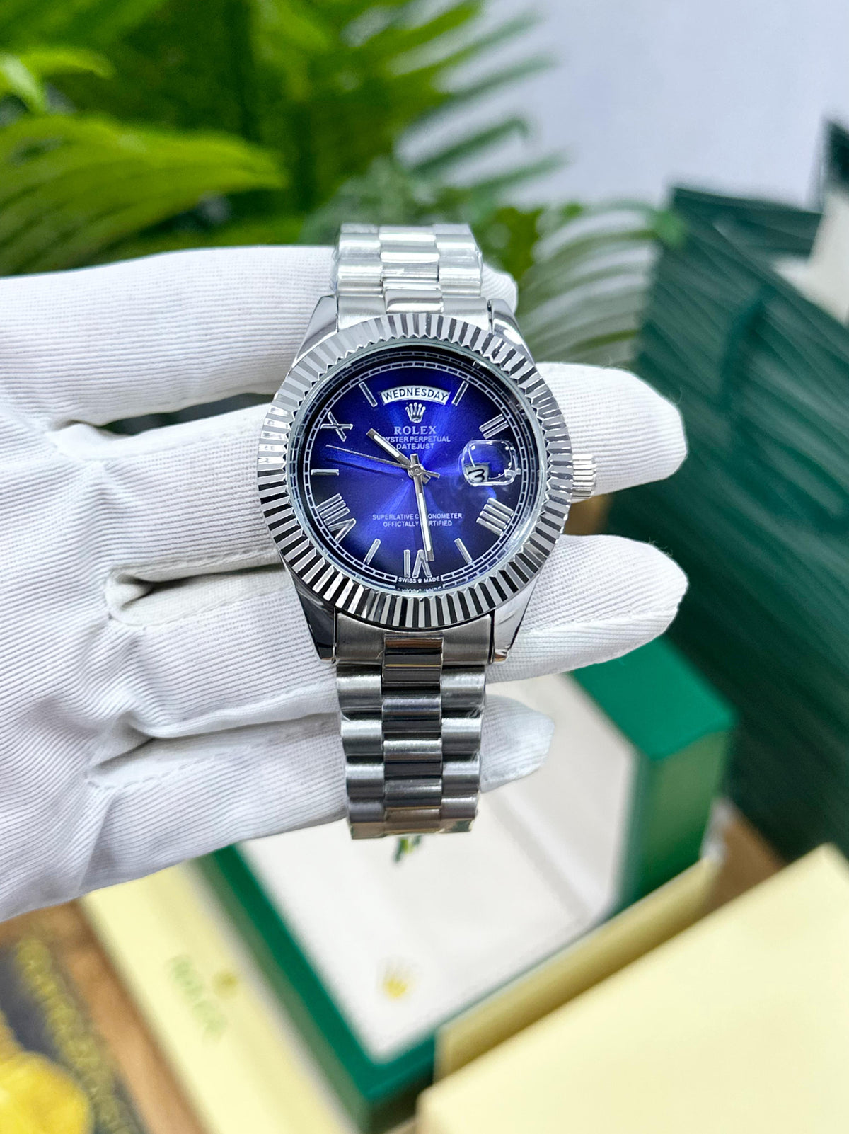 ROL.EX DAY-DATE BLUE ROMAN NUMBERICAL DIAL