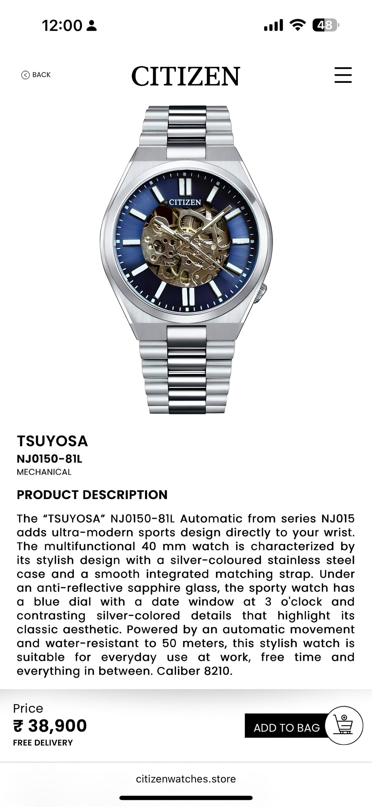 Citi.zen Tsuyosa Open Heart Premium Automatic