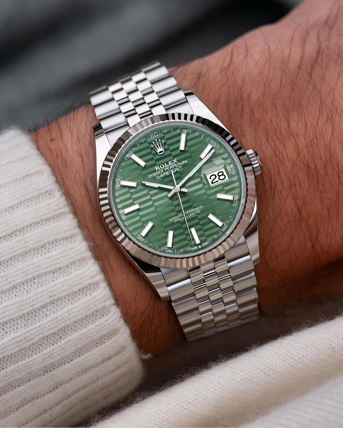 ROL.EX DATE-JUST 41mm OYSTER GREEN DIAL