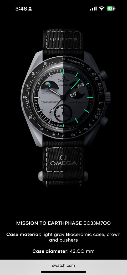Om.ega Swatch Speedmaster Moonswatch - Mission to the EarthPhase