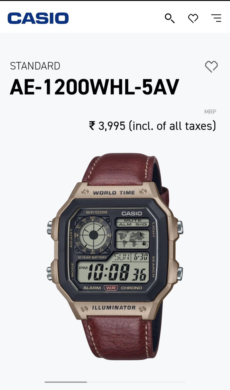 Ca.sio AE-1200 Illuminator Brown