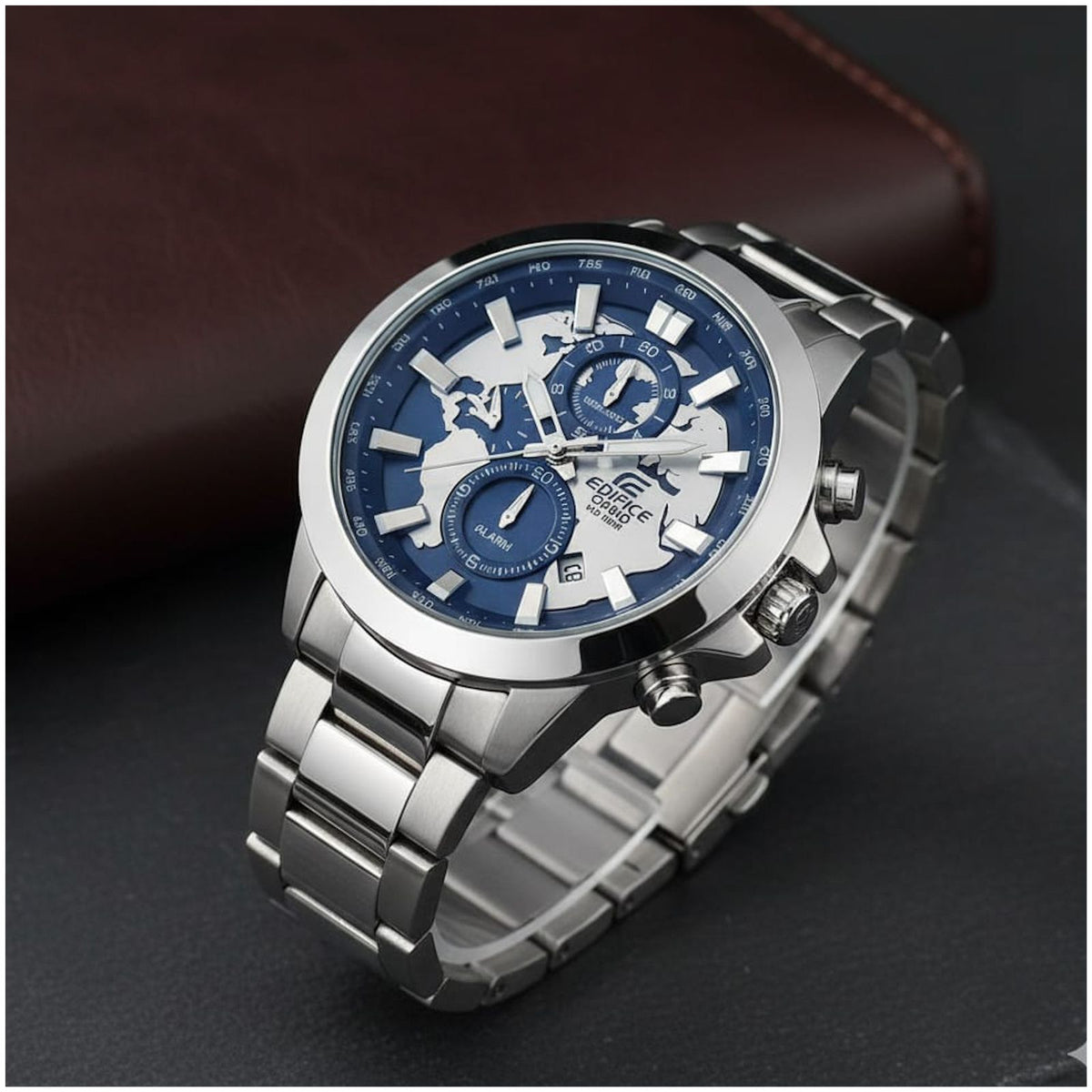 New Casio Edifice Ex295 World Map Blue