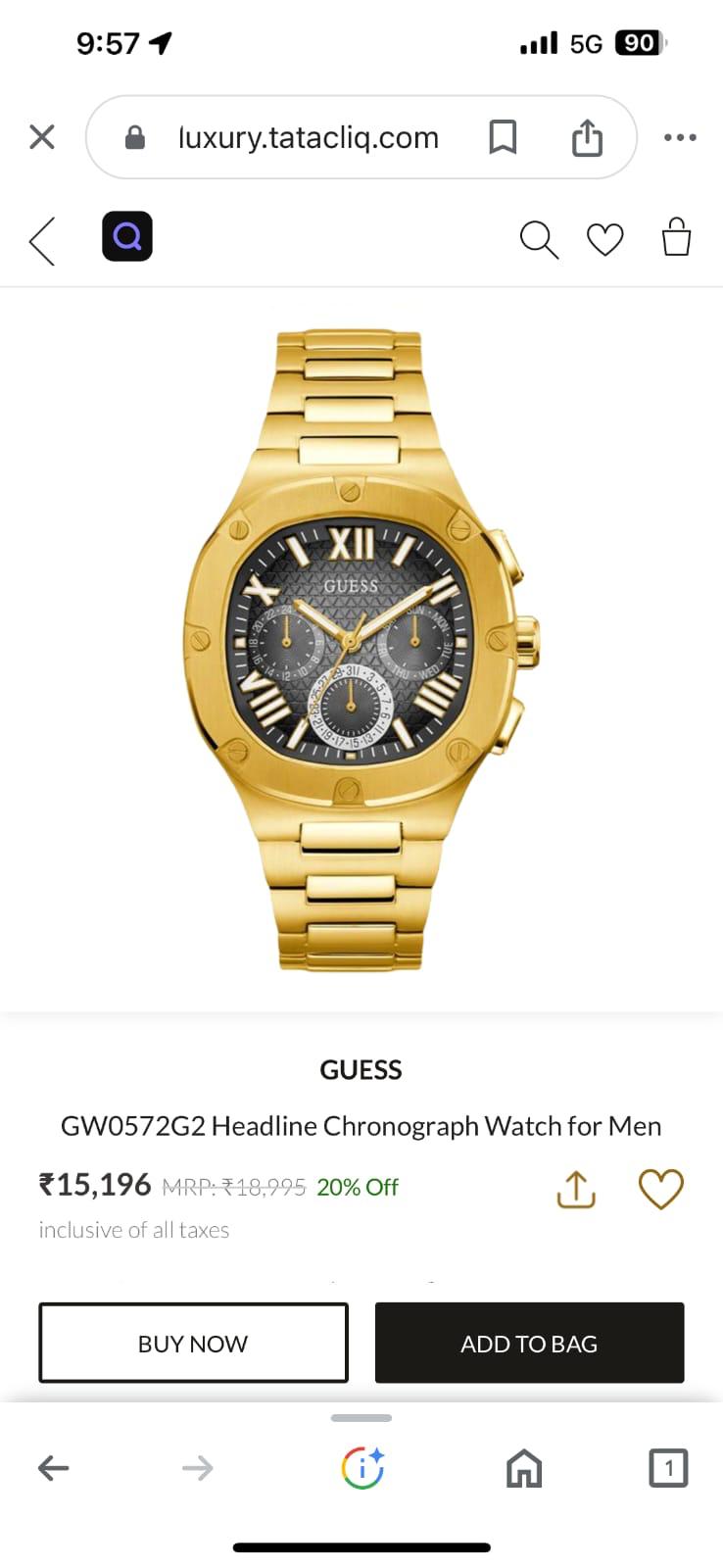 Gu.ess Square Chronograph Gold-Black