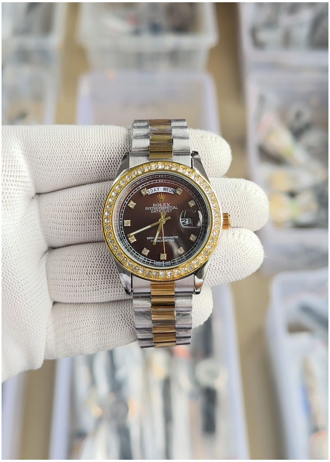 Rol.ex Oyster perpetual Day Date Diamond 40 Battery