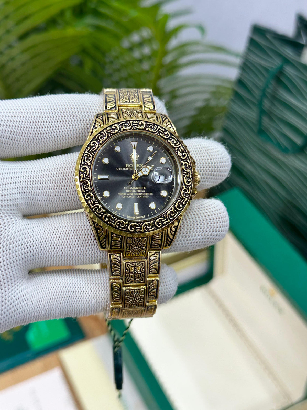 ROL.EX ALL ENGRAVED GOLD & BLACK COMBINATION
