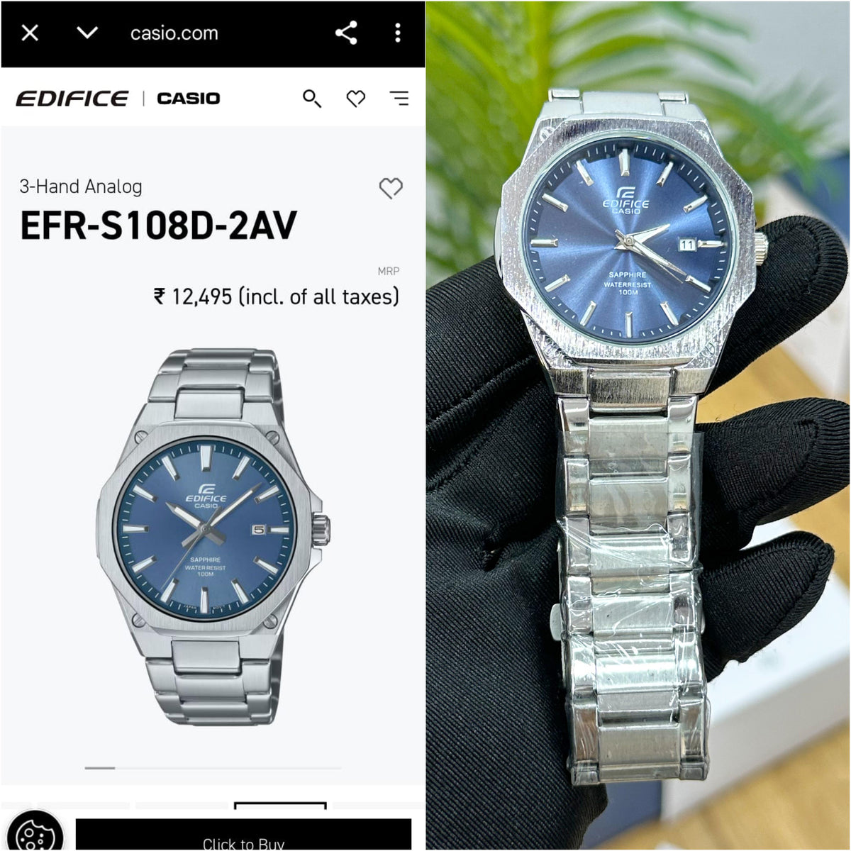 NEW CASIO EDIFICE SLIM SERIES BLUE DIAL