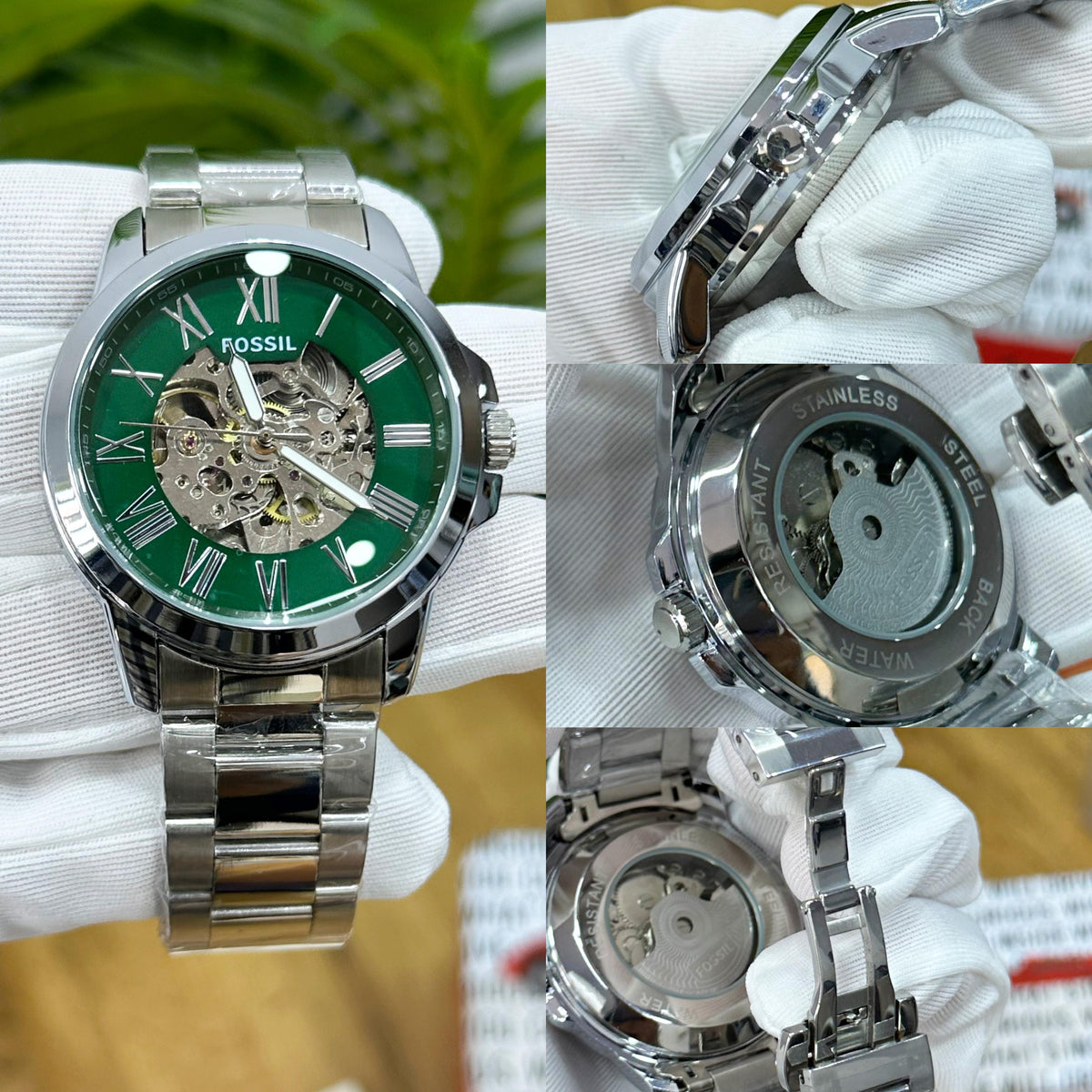 FOS.SIL GRANT PREMIUS AUTOMATIC OPEN HEART GREEN DIAL
