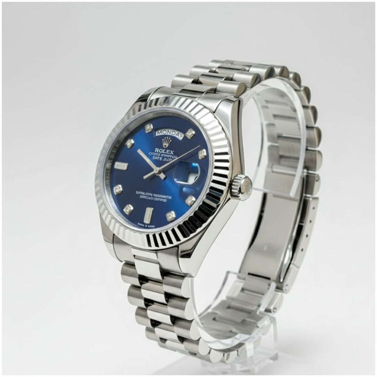 Rol.ex Oyster Perpetual Day Date Diamond 40 Battery Working Like Automatic