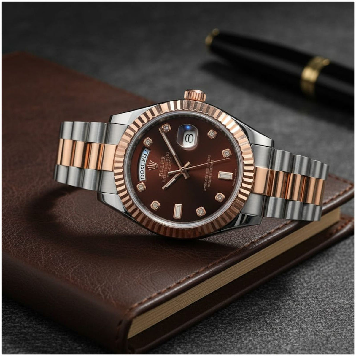 Rol.ex Oyster Perpetual Day Date Diamond 40 Battery Working Like Automatic