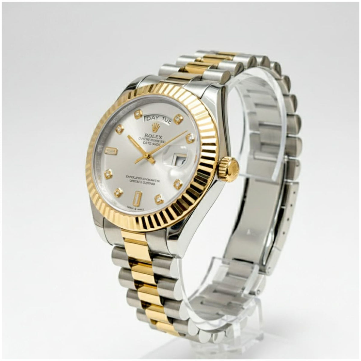 Rol.ex Oyster Perpetual Day Date Diamond 40 Battery Working Like Automatic