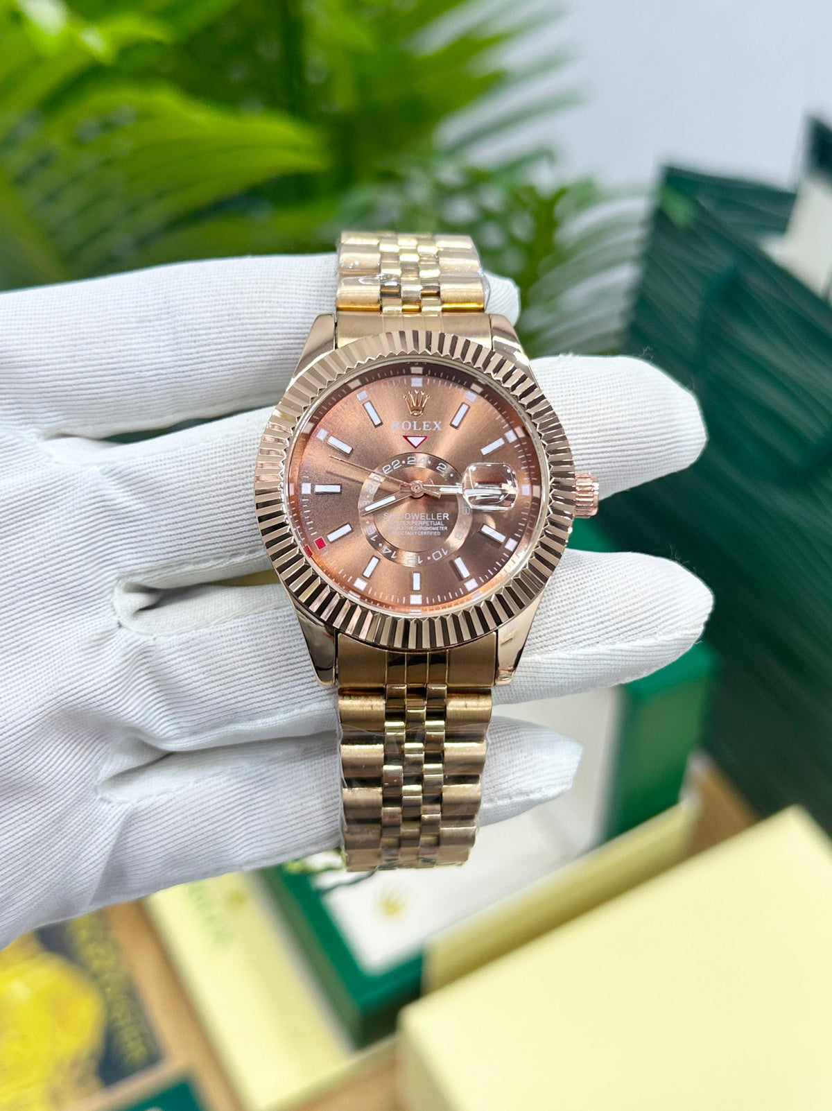ROL.EX SKY DWELLER ROSE GOLD DIAL