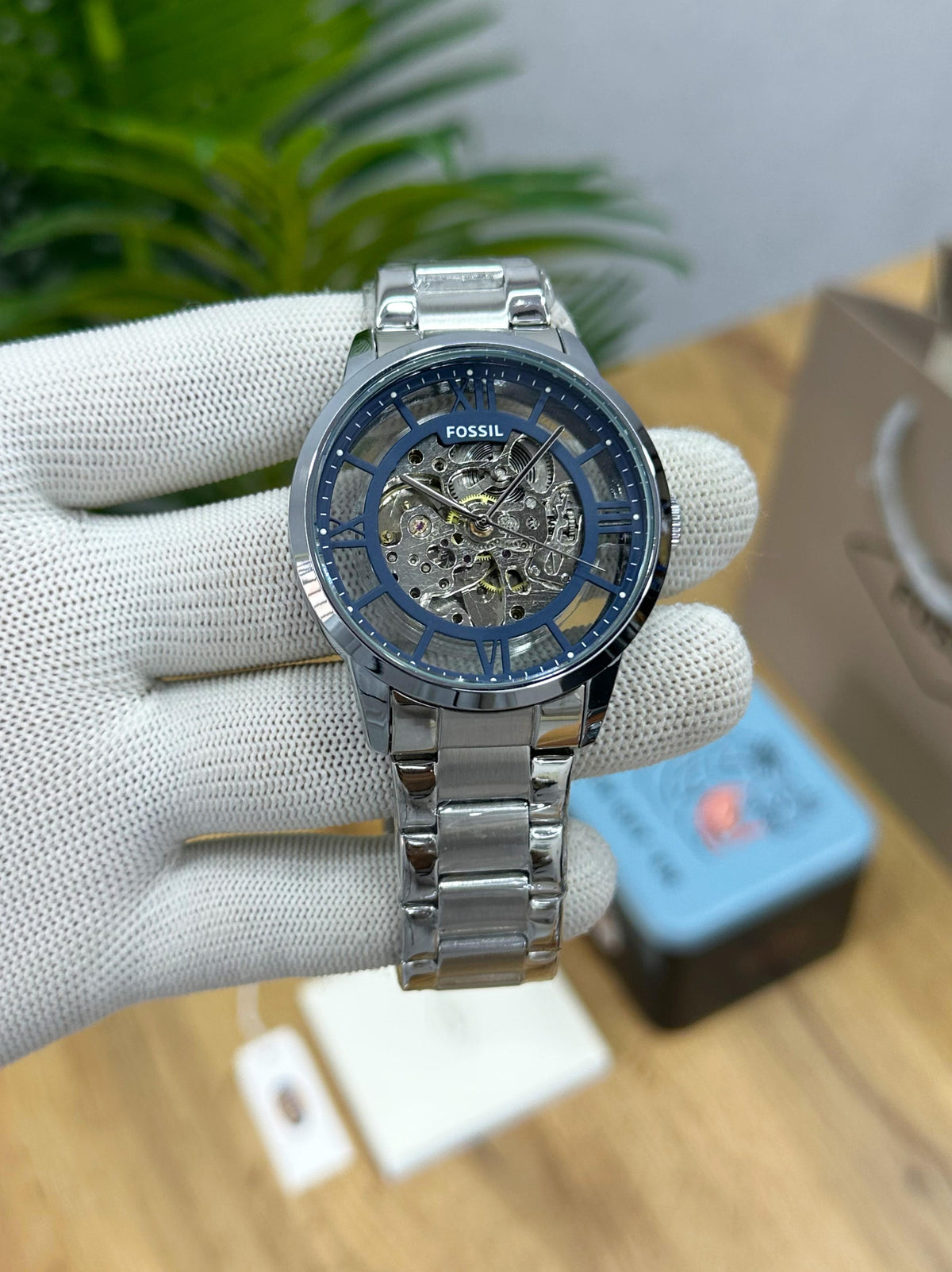 FOS.SIL TOWNSMAN SKELETON BLUE DIAL AUTOMATIC