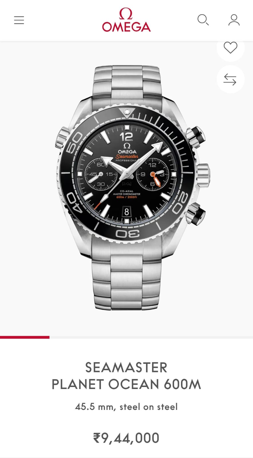 Om.ega Seamaster Planet Ocean Quartz Japan silver Black