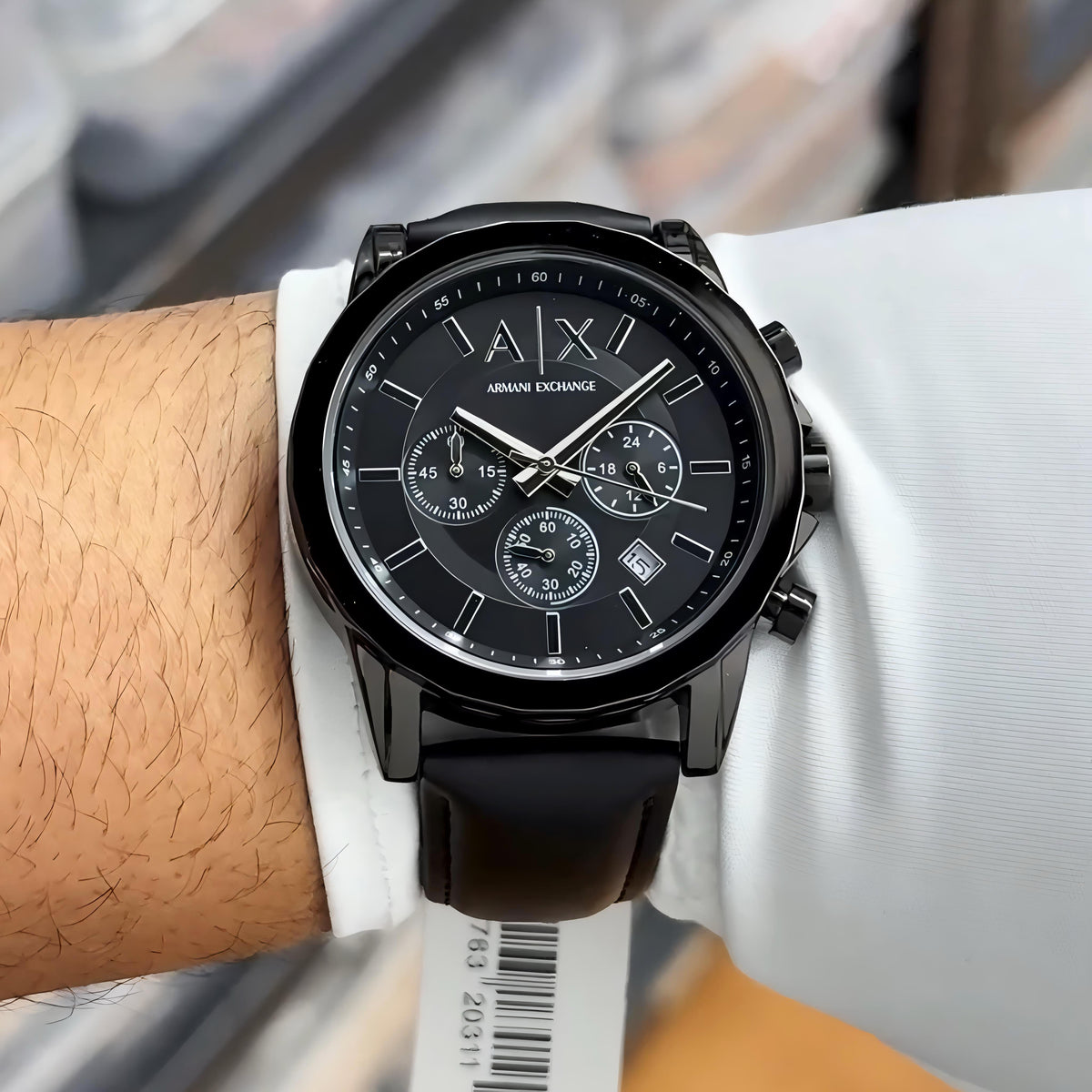 Ar.mani Exchange Gunmetal Leather
