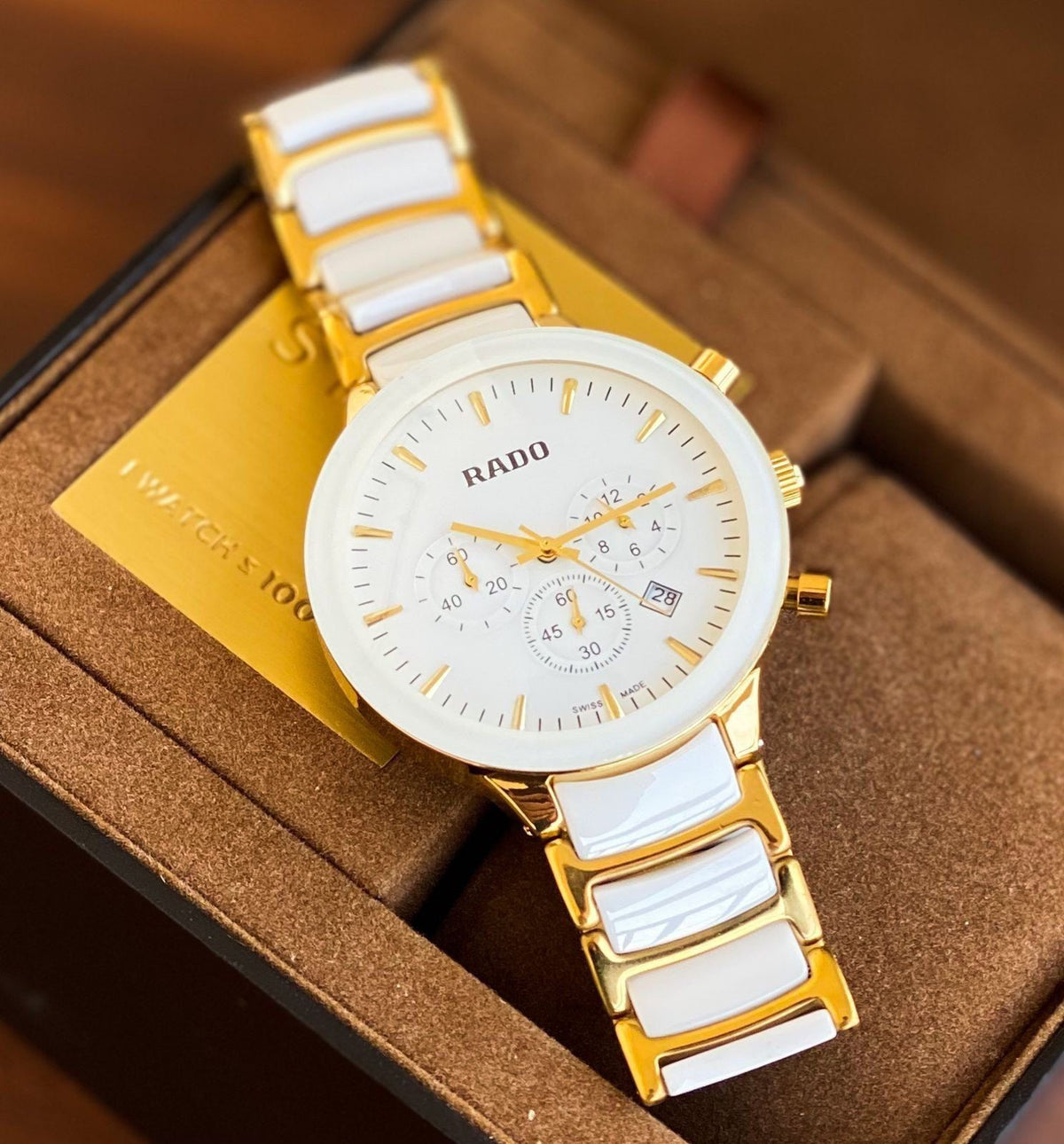 RA.DO CENTRIX CHRONOGRAPH IN WHITE CERAMIC & GOLD